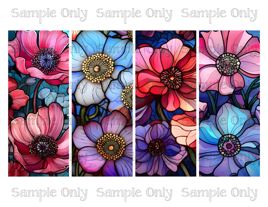 2.5 x 6 Inch Stained Glass Anemone Flower Image Sheet For Polymer Clay Transfer Decal DIGITAL FILE OR PRINTED