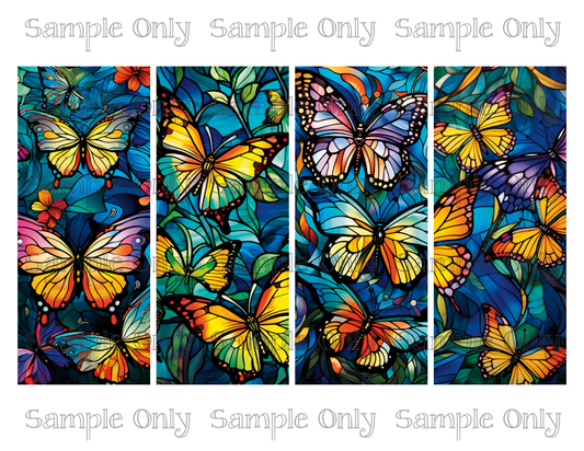 2.5 x 6 Inch Stained Glass Butterflies Set 01 Image Sheet For Polymer Clay Transfer Decal DIGITAL FILE OR PRINTED