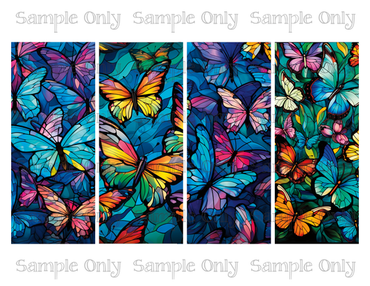 2.5 x 6 Inch Stained Glass Butterflies Set 02 Image Sheet For Polymer Clay Transfer Decal DIGITAL FILE OR PRINTED