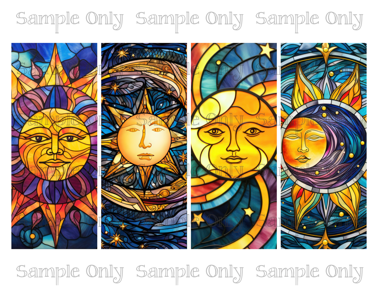 2.5 x 6 Inch Stained Glass Celestial Set 02 Image Sheet For Polymer Clay Transfer Decal DIGITAL FILE OR PRINTED