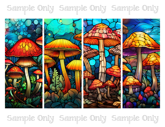 2.5 x 6 Inch Stained Glass Fantasy Mushroom Set 01 Image Sheet For Polymer Clay Transfer Decal DIGITAL FILE OR PRINTED