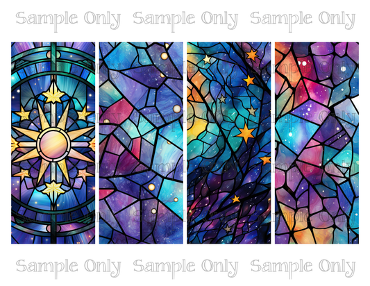 2.5 x 6 Inch Stained Glass Galaxy Set 01 Image Sheet For Polymer Clay Transfer Decal DIGITAL FILE OR PRINTED