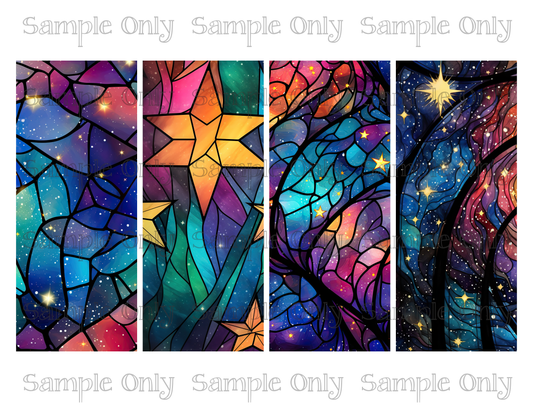 2.5 x 6 Inch Stained Glass Galaxy Set 02 Image Sheet For Polymer Clay Transfer Decal DIGITAL FILE OR PRINTED