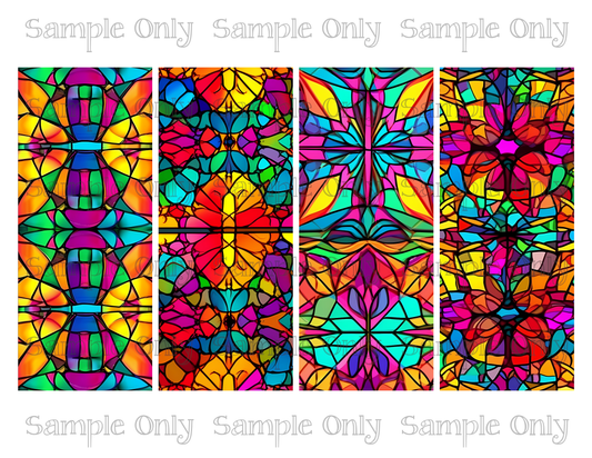 2.5 x 6 Inch Stained Glass Neon Kaleidoscope Set 02 Image Sheet For Polymer Clay Transfer Decal DIGITAL FILE OR PRINTED