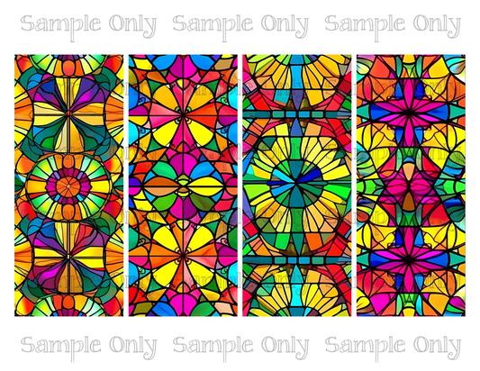 2.5 x 6 Inch Stained Glass Neon Kaleidoscope Set 03 Image Sheet For Polymer Clay Transfer Decal DIGITAL FILE OR PRINTED