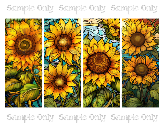 2.5 x 6 Inch Stained Glass Sunflower Set-01 Flower Image Sheet For Polymer Clay Transfer Decal DIGITAL FILE OR PRINTED