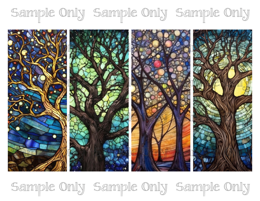 2.5 x 6 Inch Stained Glass Tree Set 01 Image Sheet For Polymer Clay Transfer Decal DIGITAL FILE OR PRINTED