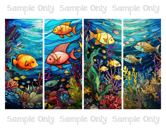 2.5 x 6 Inch Stained Glass Underwater Set 01 Image Sheet For Polymer Clay Transfer Decal DIGITAL FILE OR PRINTED