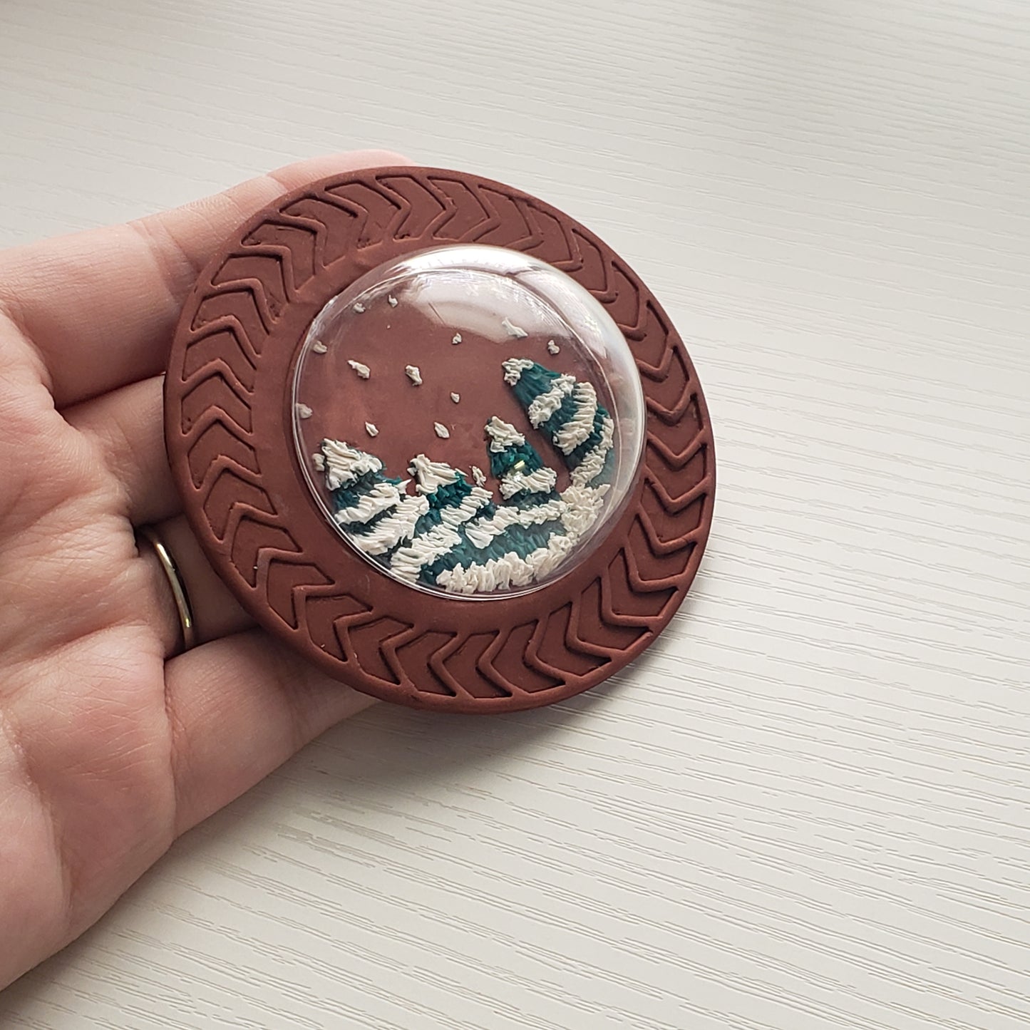 Chevron Circle Frame Imprint Ornament Or Trinket Dish Polymer Clay Cutter TPAB