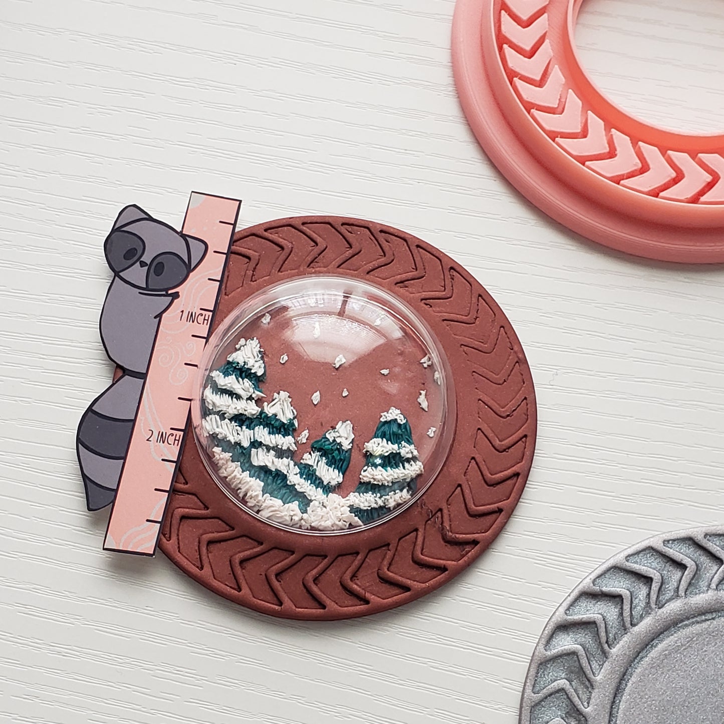 Chevron Circle Frame Imprint Ornament Or Trinket Dish Polymer Clay Cutter TPAB