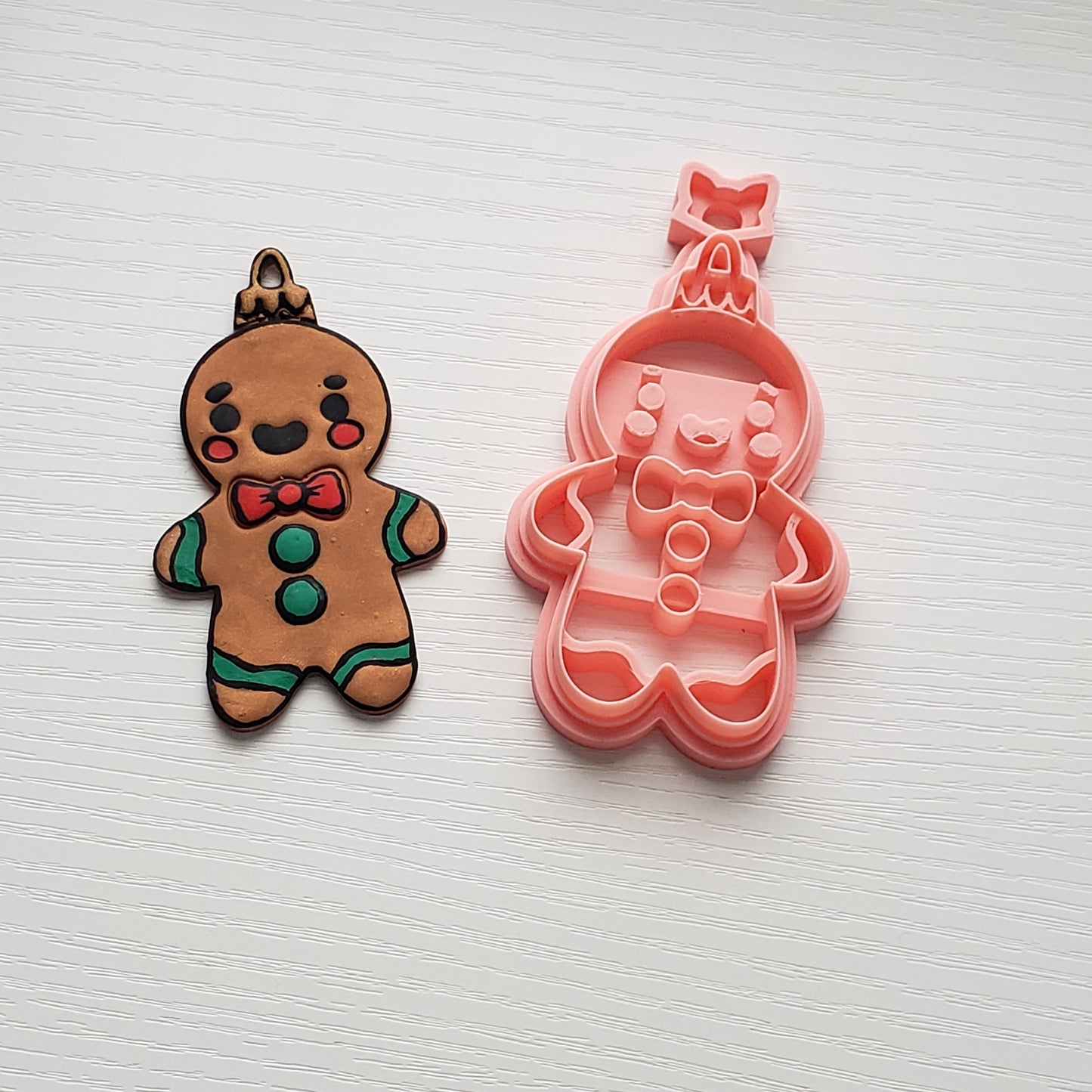 Sweet Gingerbread Man Imprint Ornament Polymer Clay Cutter TPAB