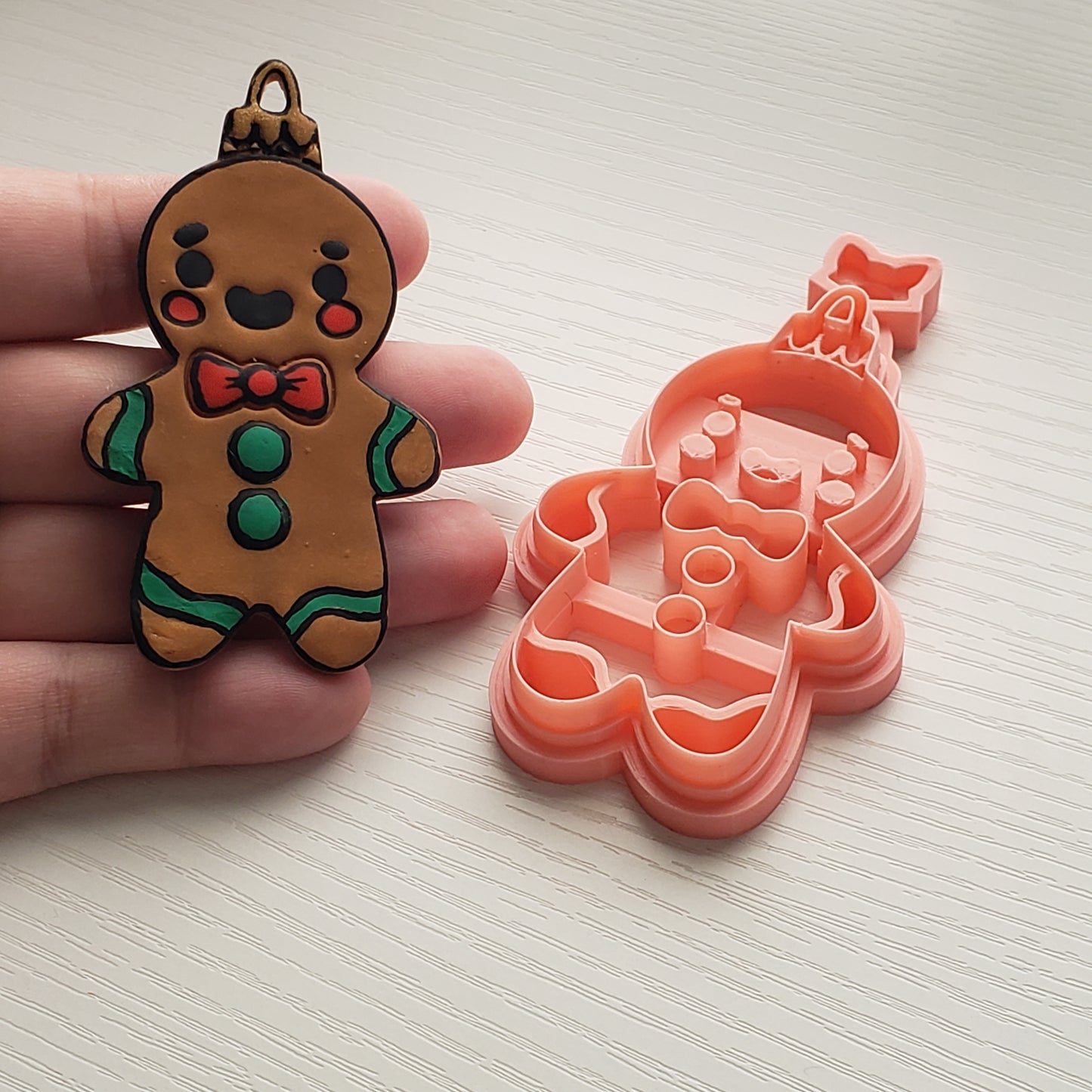 Sweet Gingerbread Man Imprint Ornament Polymer Clay Cutter TPAB