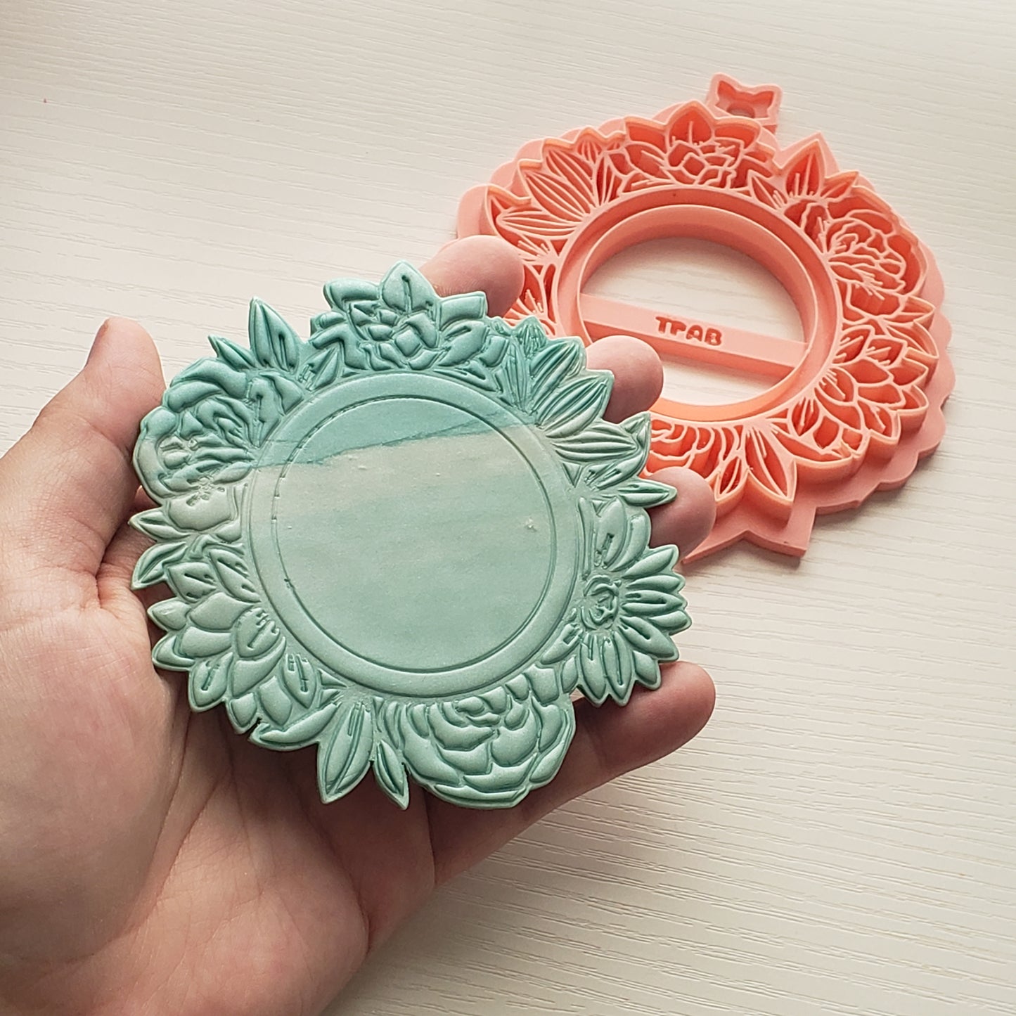 Floral Frame Imprint Ornament Or Trinket Dish Polymer Clay Cutter TPAB