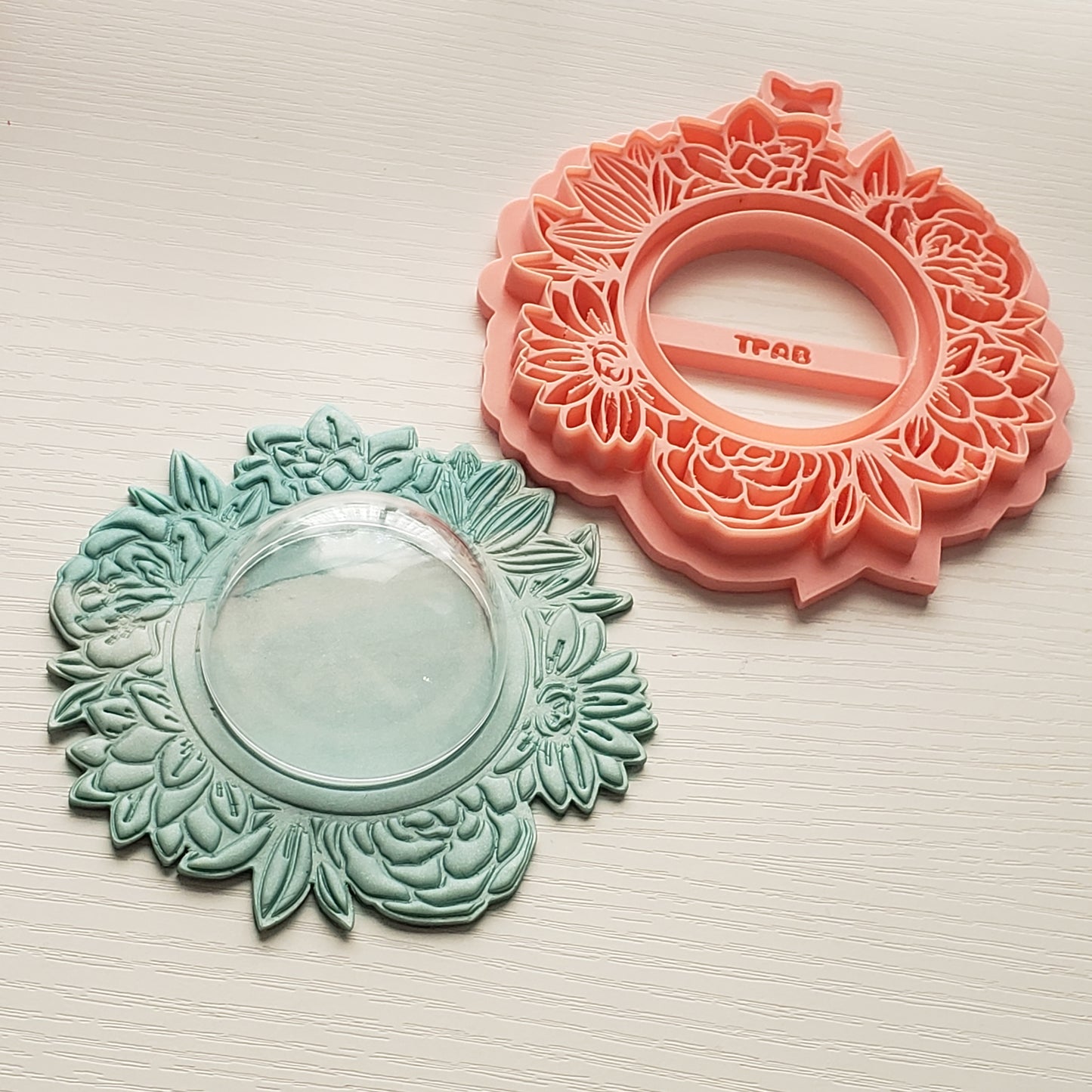 Floral Frame Imprint Ornament Or Trinket Dish Polymer Clay Cutter TPAB