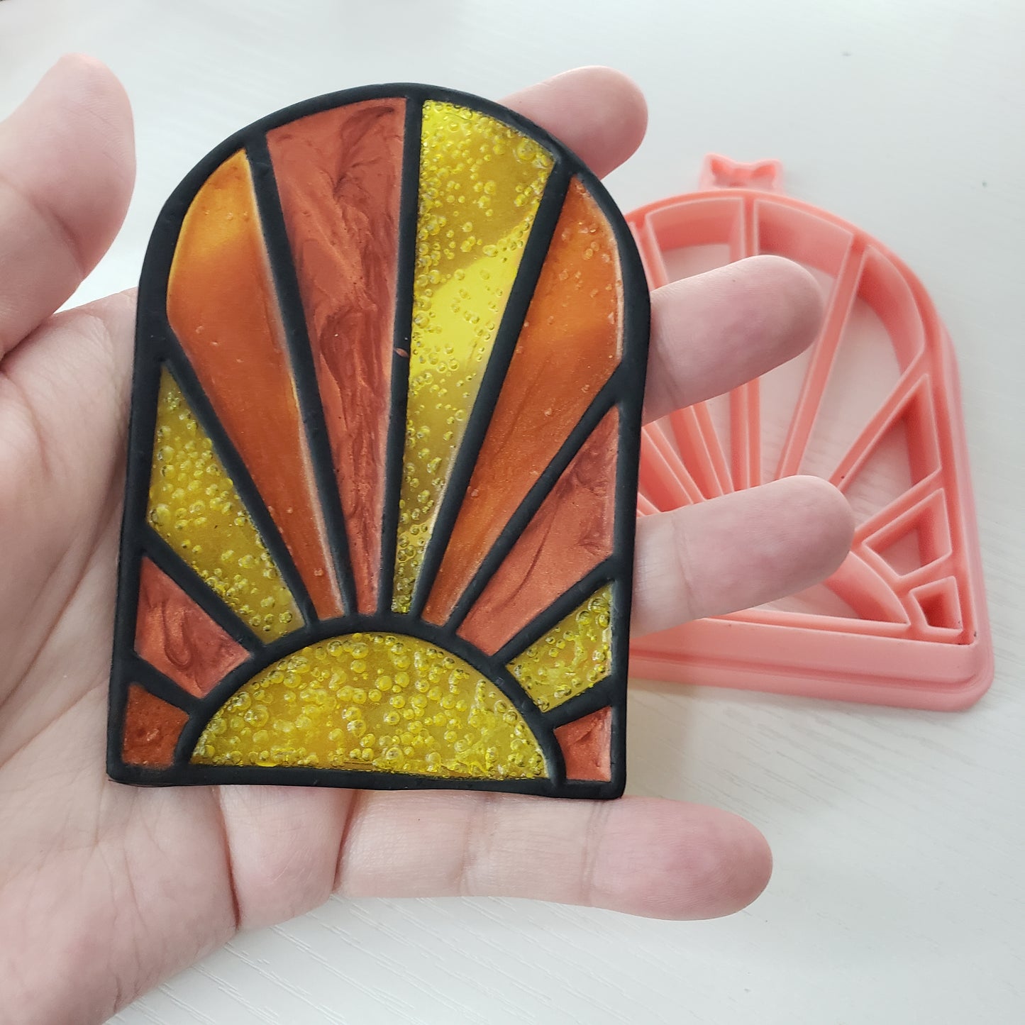 Boho Sun Stained Glass Suncatcher Open Frame Polymer Clay Cutter TPAB