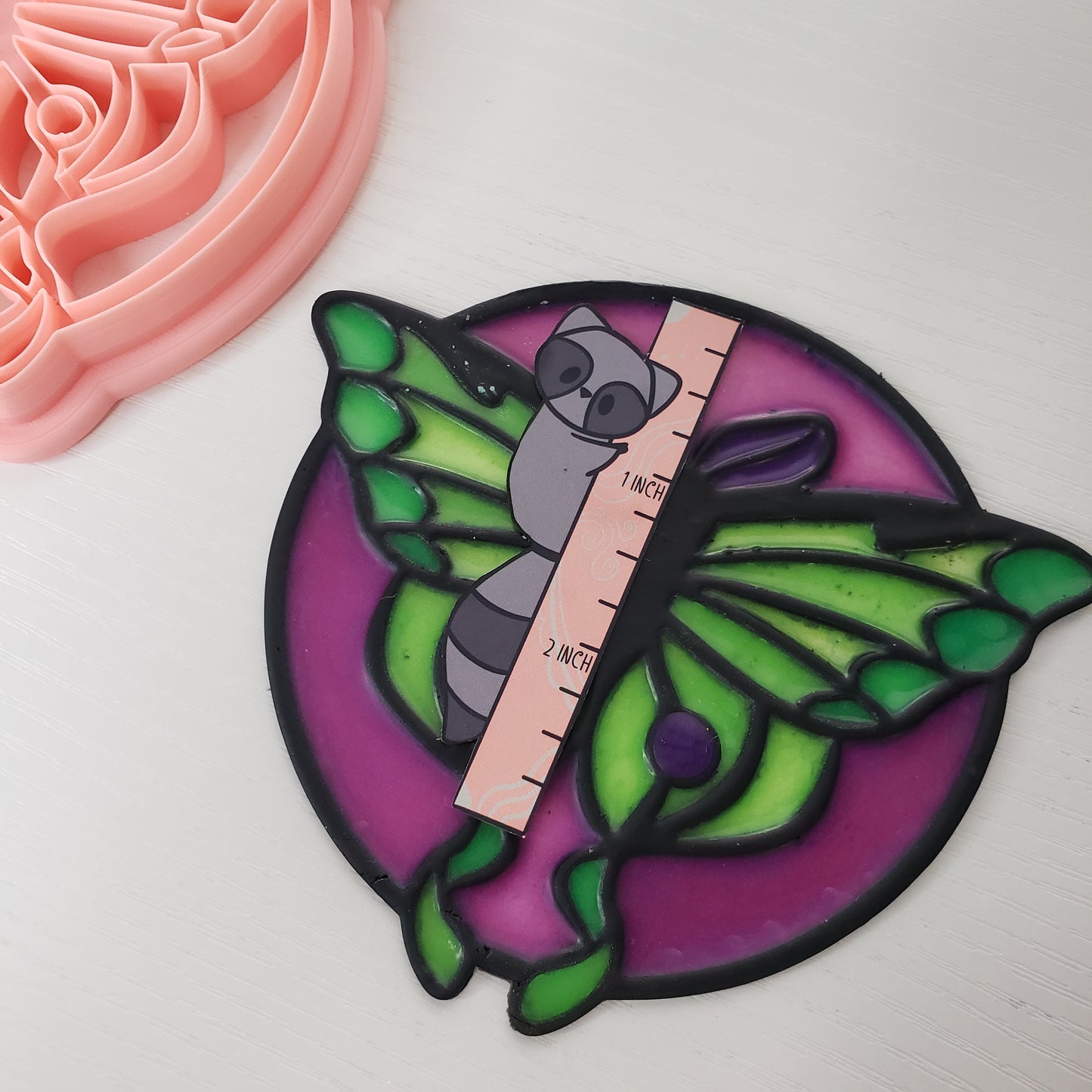 Luna Moth Stained Glass Suncatcher Open Frame Polymer Clay Cutter TPAB