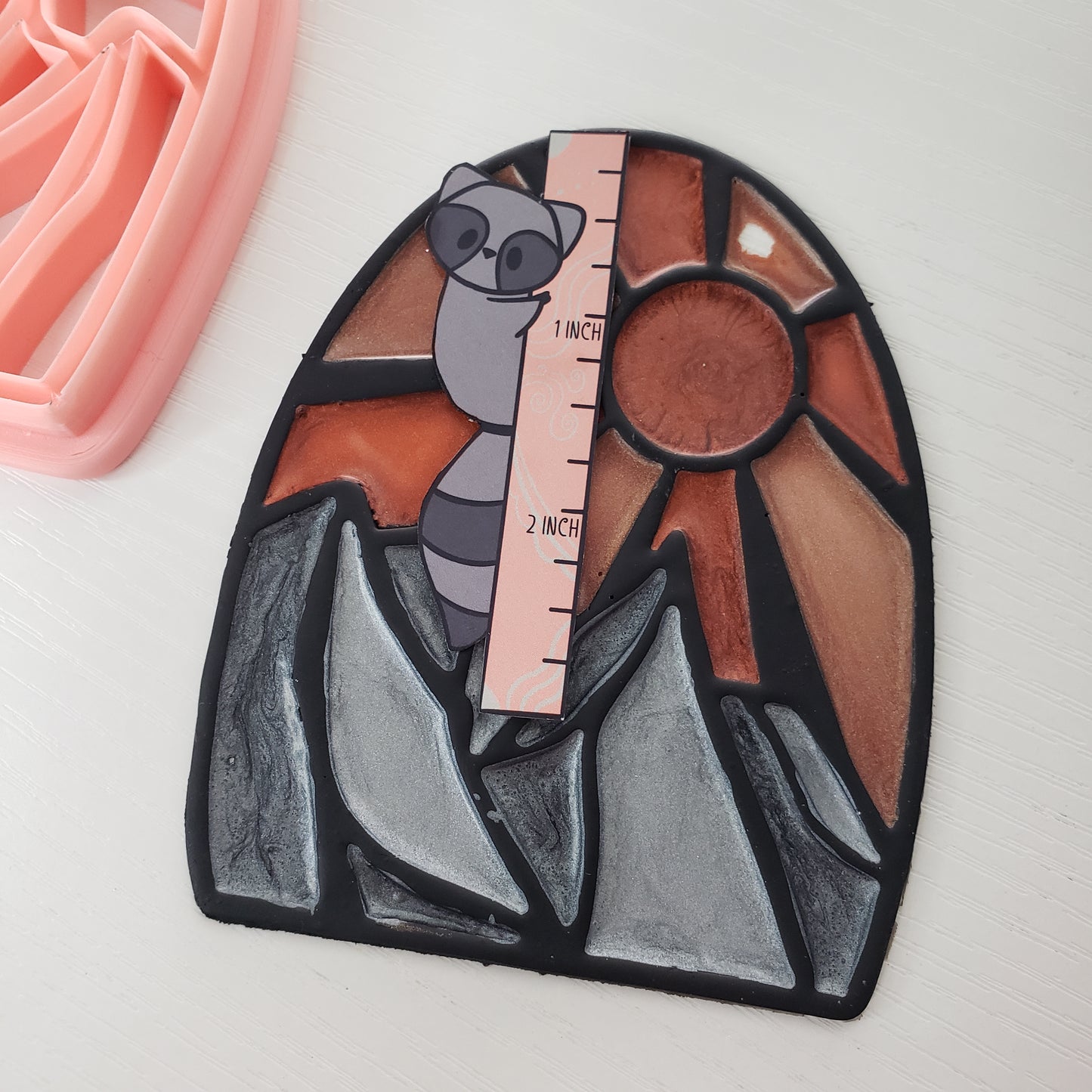 Sun Or Moon Over The Mountains Stained Glass Suncatcher Open Frame Polymer Clay Cutter TPAB 2 Styles YOU CHOOSE