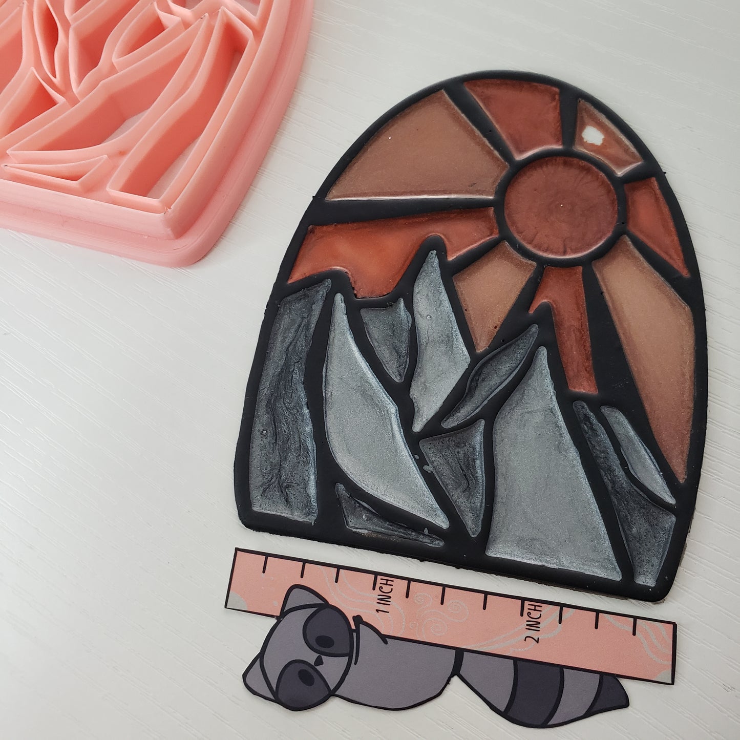 Sun Or Moon Over The Mountains Stained Glass Suncatcher Open Frame Polymer Clay Cutter TPAB 2 Styles YOU CHOOSE
