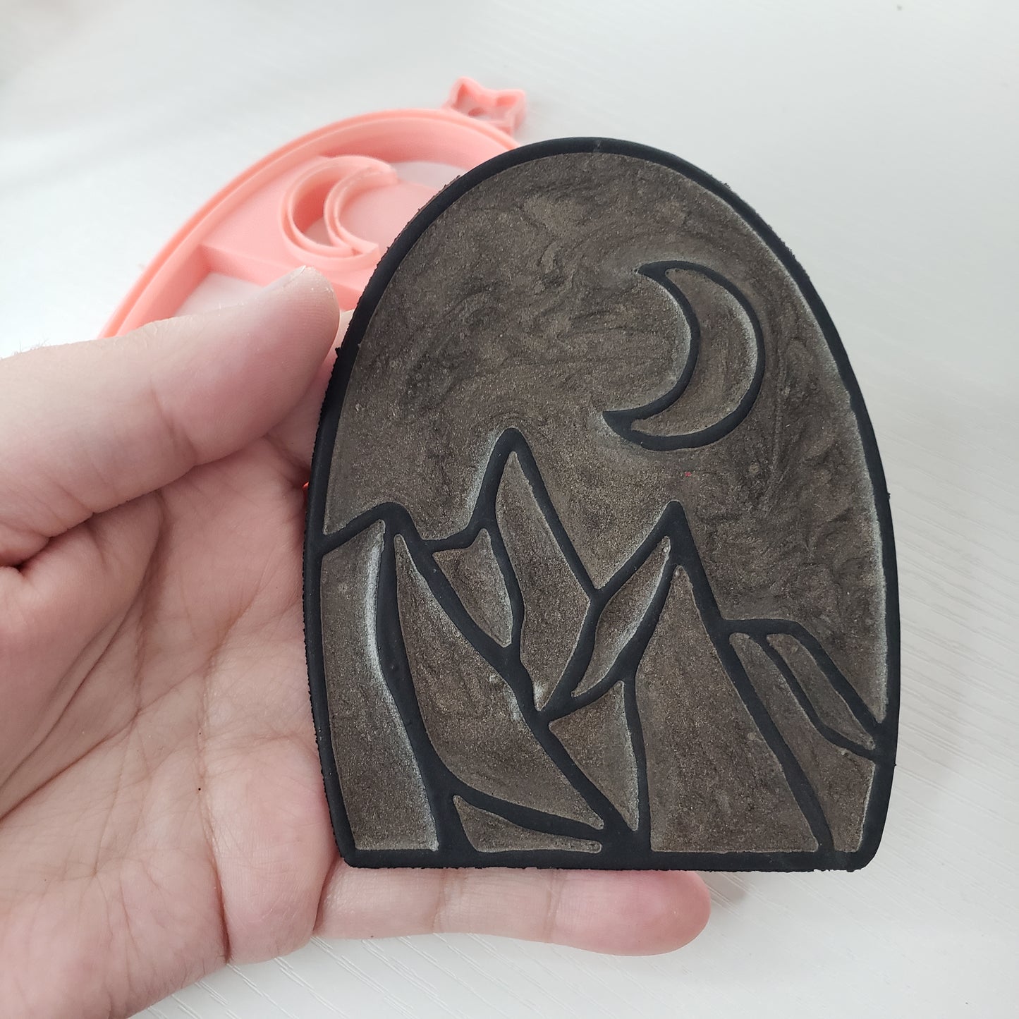 Sun Or Moon Over The Mountains Stained Glass Suncatcher Open Frame Polymer Clay Cutter TPAB 2 Styles YOU CHOOSE