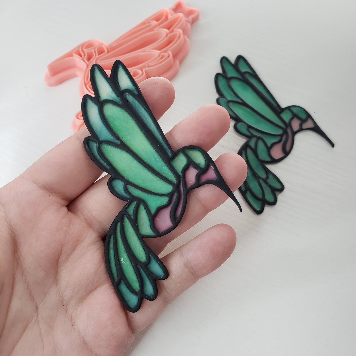 Hummingbird Stained Glass Suncatcher Open Frame Polymer Clay Cutter TPAB