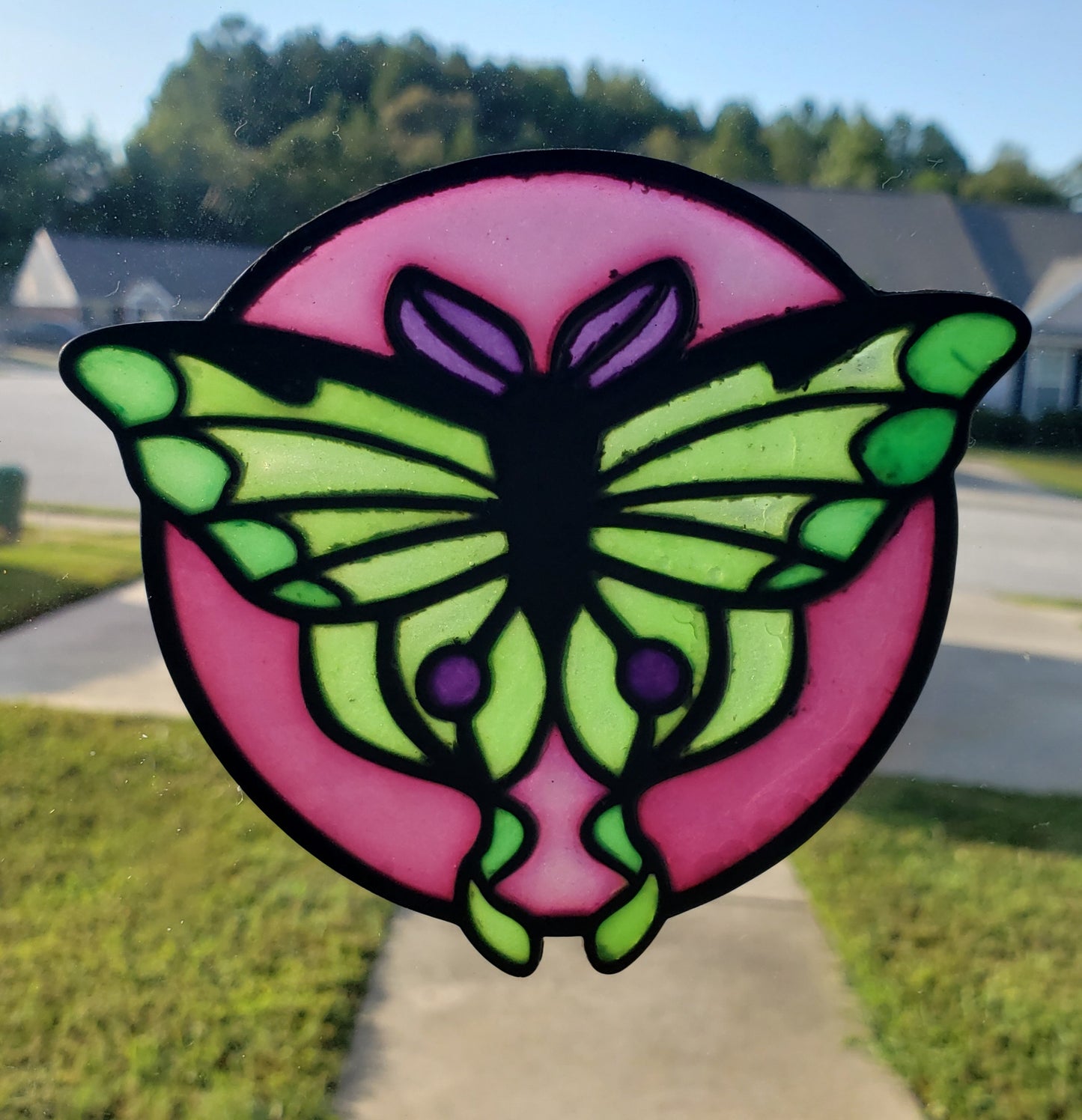 Luna Moth Stained Glass Suncatcher Open Frame Polymer Clay Cutter TPAB