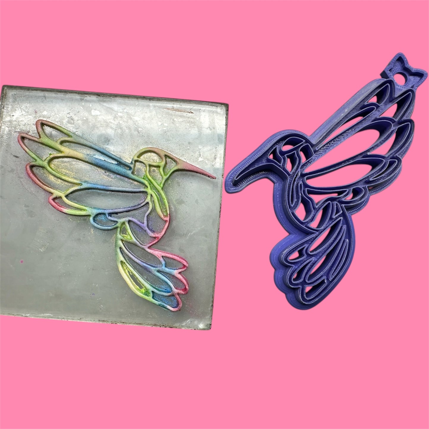 Hummingbird Stained Glass Suncatcher Open Frame Polymer Clay Cutter TPAB