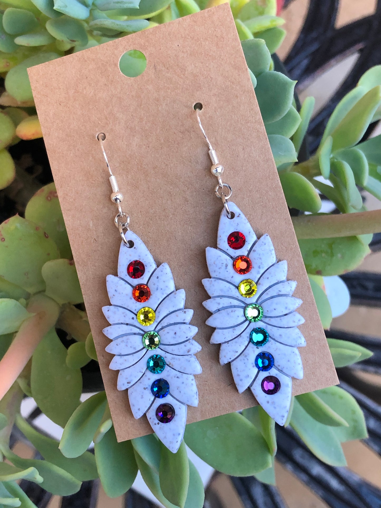 Reverse Crystal Chakra Dangle Earrings