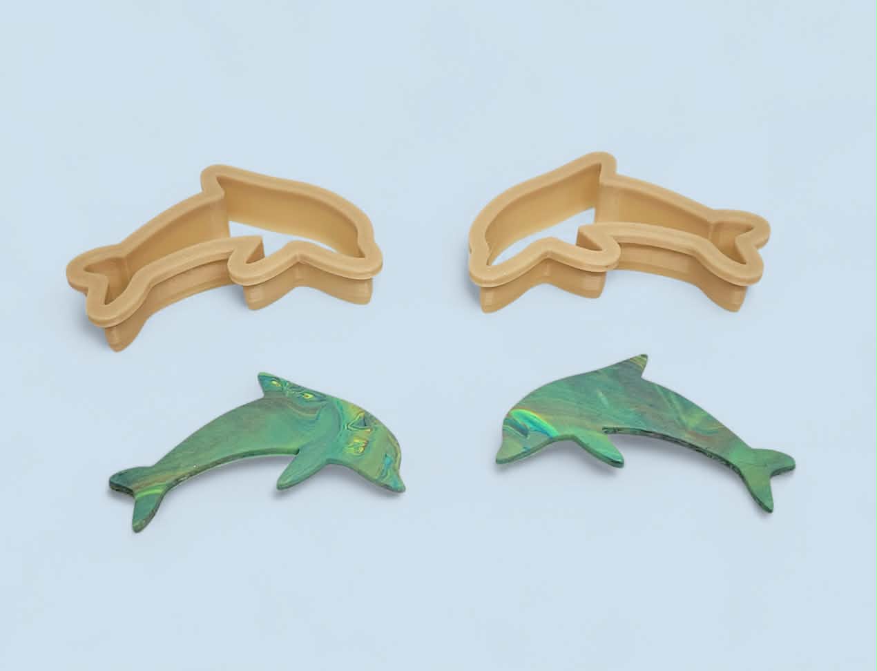 2pc Dolphin Outline Cutter Set Polymer Clay Cutter 6 Sizes You Choose