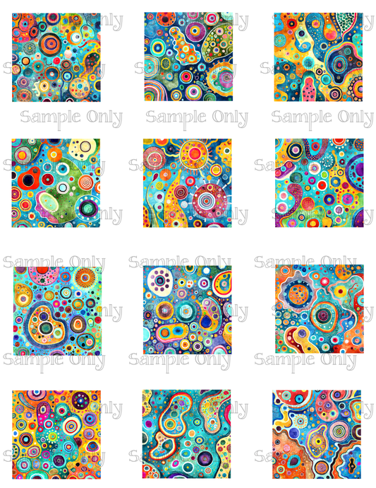 2 Inch Colorful Abstract Blobs Image Sheet For Polymer Clay Transfer Decal DIGITAL FILE OR PRINTED