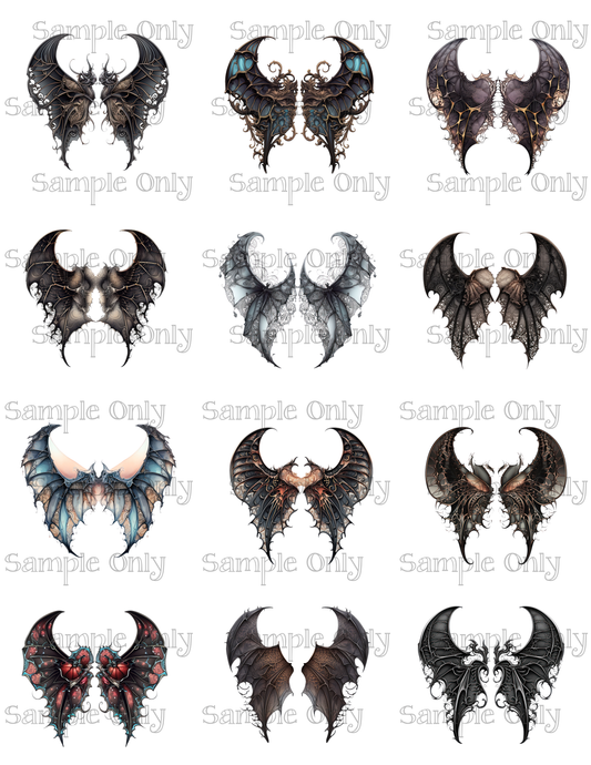 2 Inch Tall Gothic Bat Creature Wings Image Sheet For Polymer Clay Transfer Decal DIGITAL FILE OR PRINTED