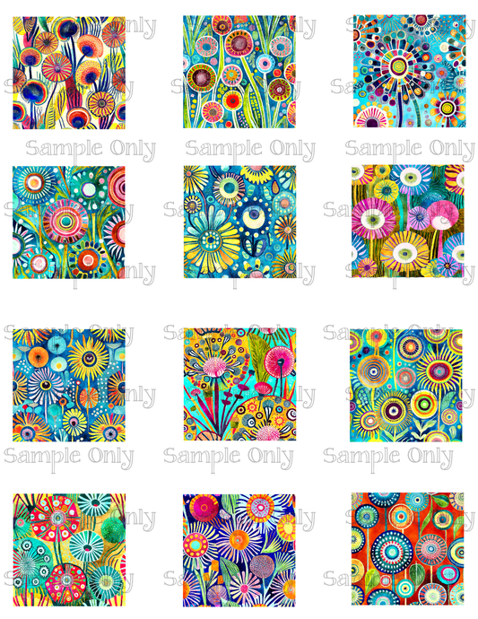 2 Inch Bright Dandelion Flower Set 01 Image Sheet For Polymer Clay Transfer Decal DIGITAL FILE OR PRINTED