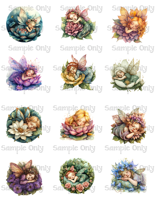 2 Inch Sleeping Fairy Image Sheet For Polymer Clay Transfer Decal DIGITAL FILE OR PRINTED