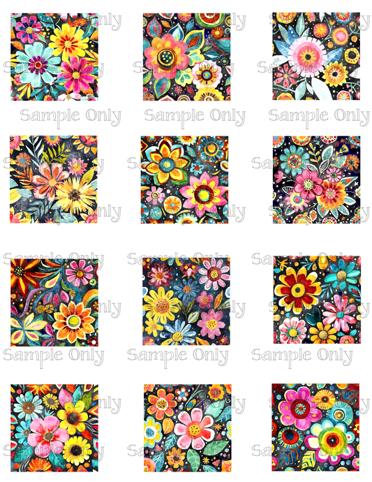 2 Inch Funky Wildflower Floral Set-03 Image Sheet For Polymer Clay Transfer Decal DIGITAL FILE OR PRINTED