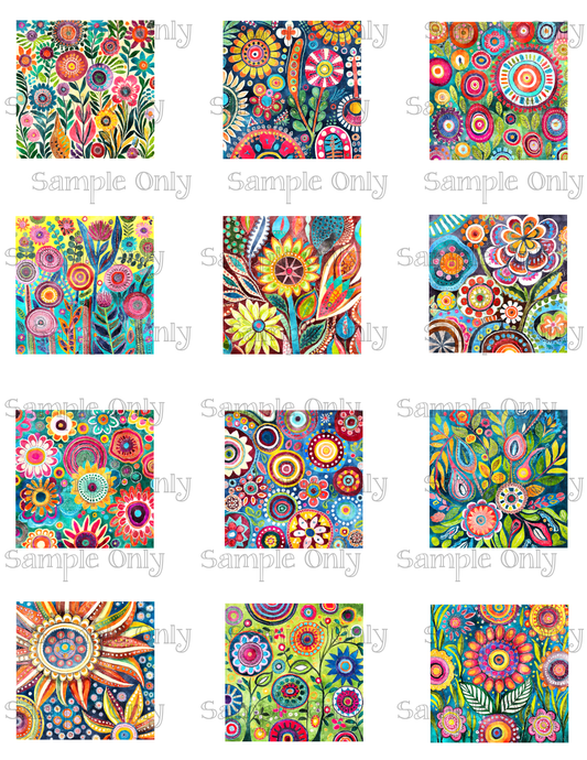 2 Inch Funky Wildflower Floral Set-07 Image Sheet For Polymer Clay Transfer Decal DIGITAL FILE OR PRINTED