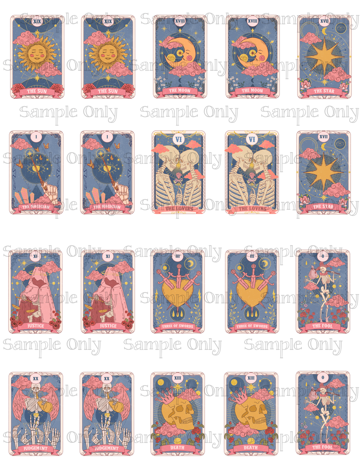 2 Inch Pastel Tarot Card Water Soluble Image Transfer Sheet For Polymer Clay