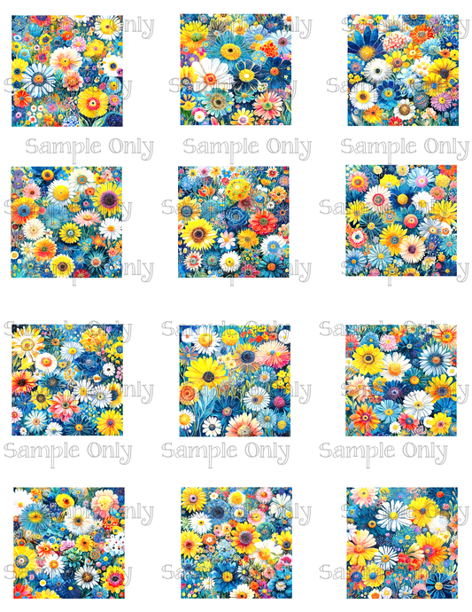 2 Inch Nostalgic Meadow Flowers Image Sheet For Polymer Clay Transfer Decal DIGITAL FILE OR PRINTED