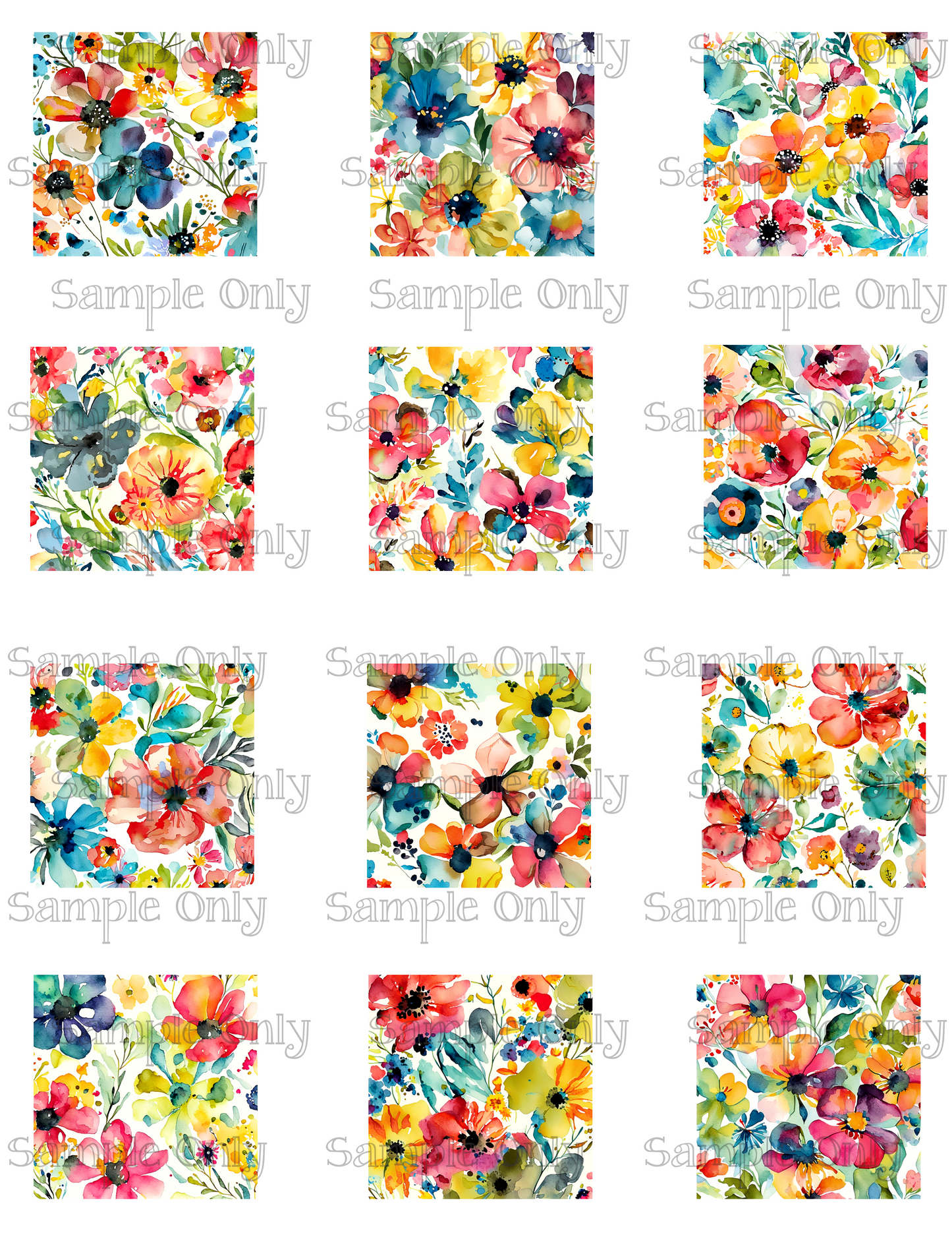 2 Inch Warm Painted Flower Meadow Image Sheet For Polymer Clay Transfer Decal DIGITAL FILE OR PRINTED