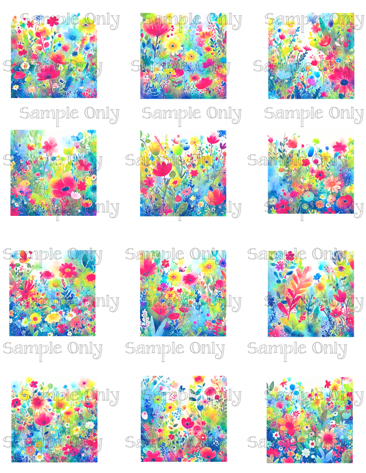 2 Inch Painted Meadow Flowers Set 05 Image Sheet For Polymer Clay Transfer Decal DIGITAL FILE OR PRINTED