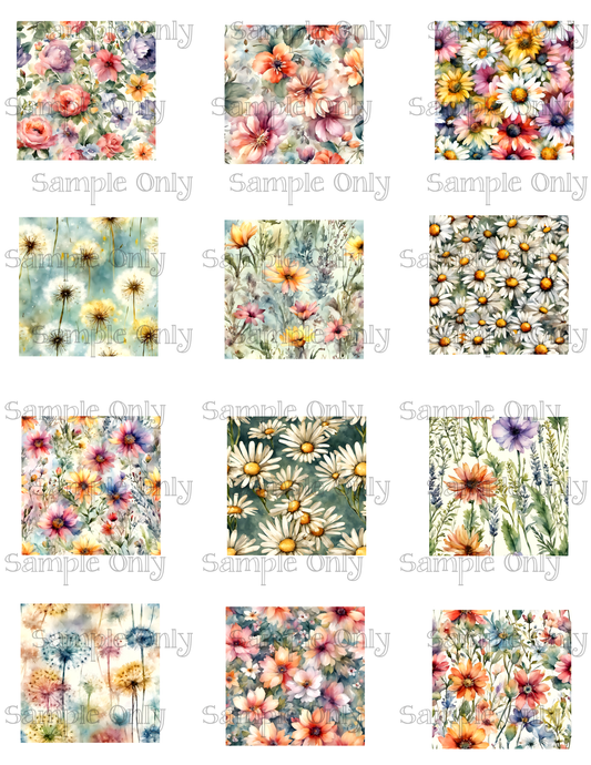 2 Inch Peaceful Spring Floral Image Sheet For Polymer Clay Transfer Decal DIGITAL FILE OR PRINTED