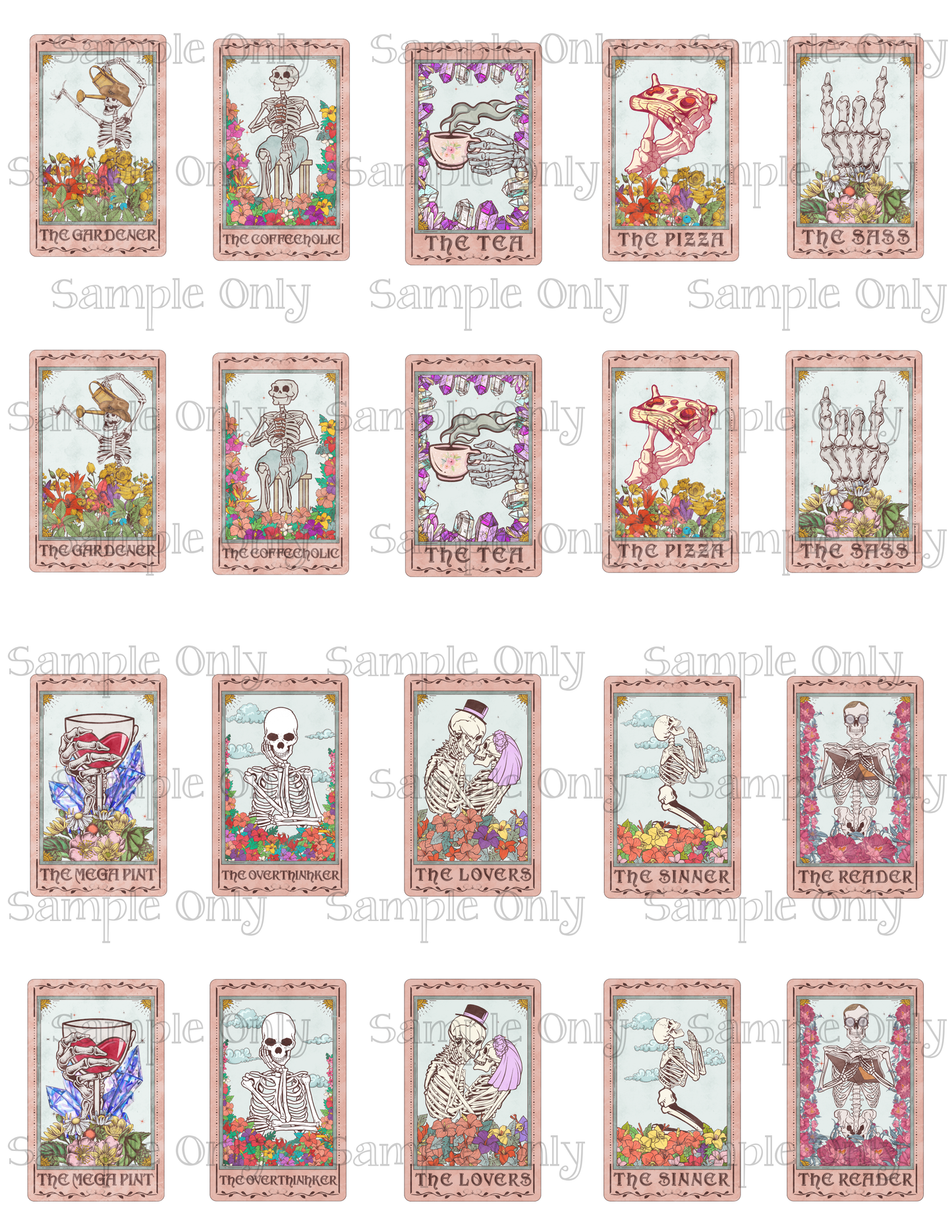 2 Inch Personality Tarot Card Water Soluble Image Transfer Sheet For Polymer Clay