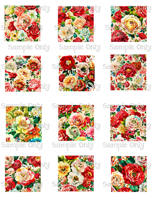 2 Inch Shabby Rose Floral Image Sheet For Polymer Clay Transfer Decal DIGITAL FILE OR PRINTED