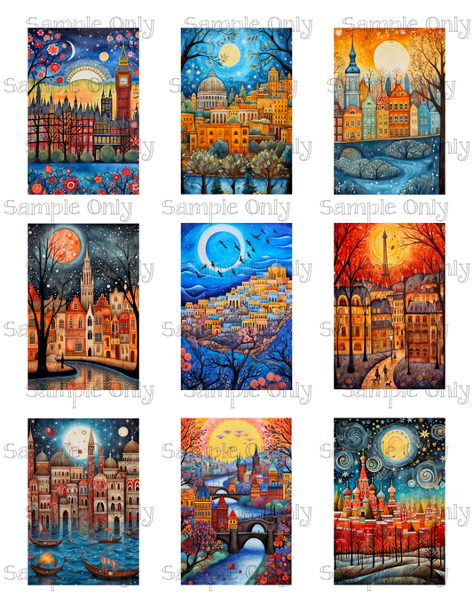 2x3 Inch Cityscapes Of The World Image Sheet For Polymer Clay Transfer Decal DIGITAL FILE OR PRINTED