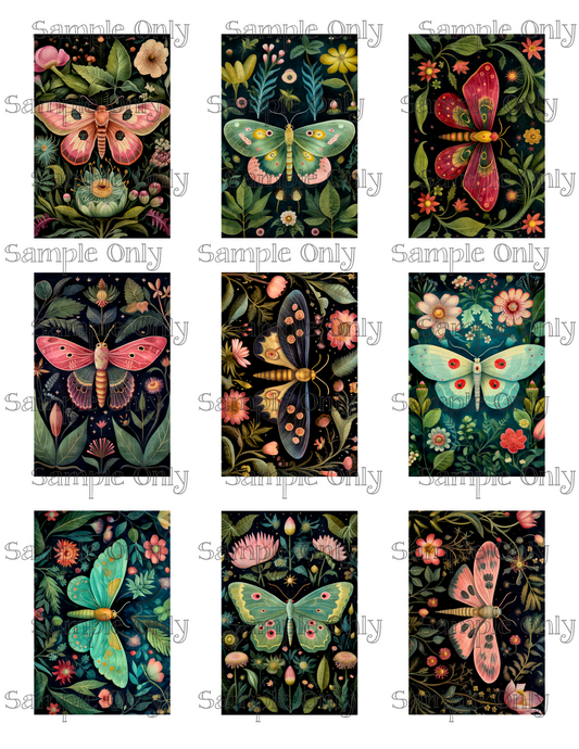 2x3 Inch Botanical Moths Image Sheet For Polymer Clay Transfer Decal DIGITAL FILE OR PRINTED