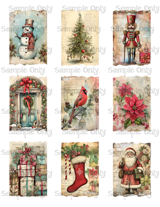 2x3 Inch Retro Christmas Set 1 Image Sheet For Polymer Clay Transfer Decal DIGITAL FILE OR PRINTED