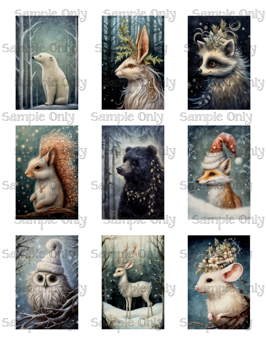 2x3 Inch Mystical Christmas Animals Image Sheet For Polymer Clay Transfer Decal DIGITAL FILE OR PRINTED