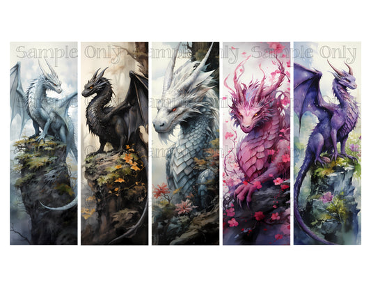 Fantasy Dragons Bookmark Set 04 Printed Water Soluble Image Transfer Sheet For Polymer Clay