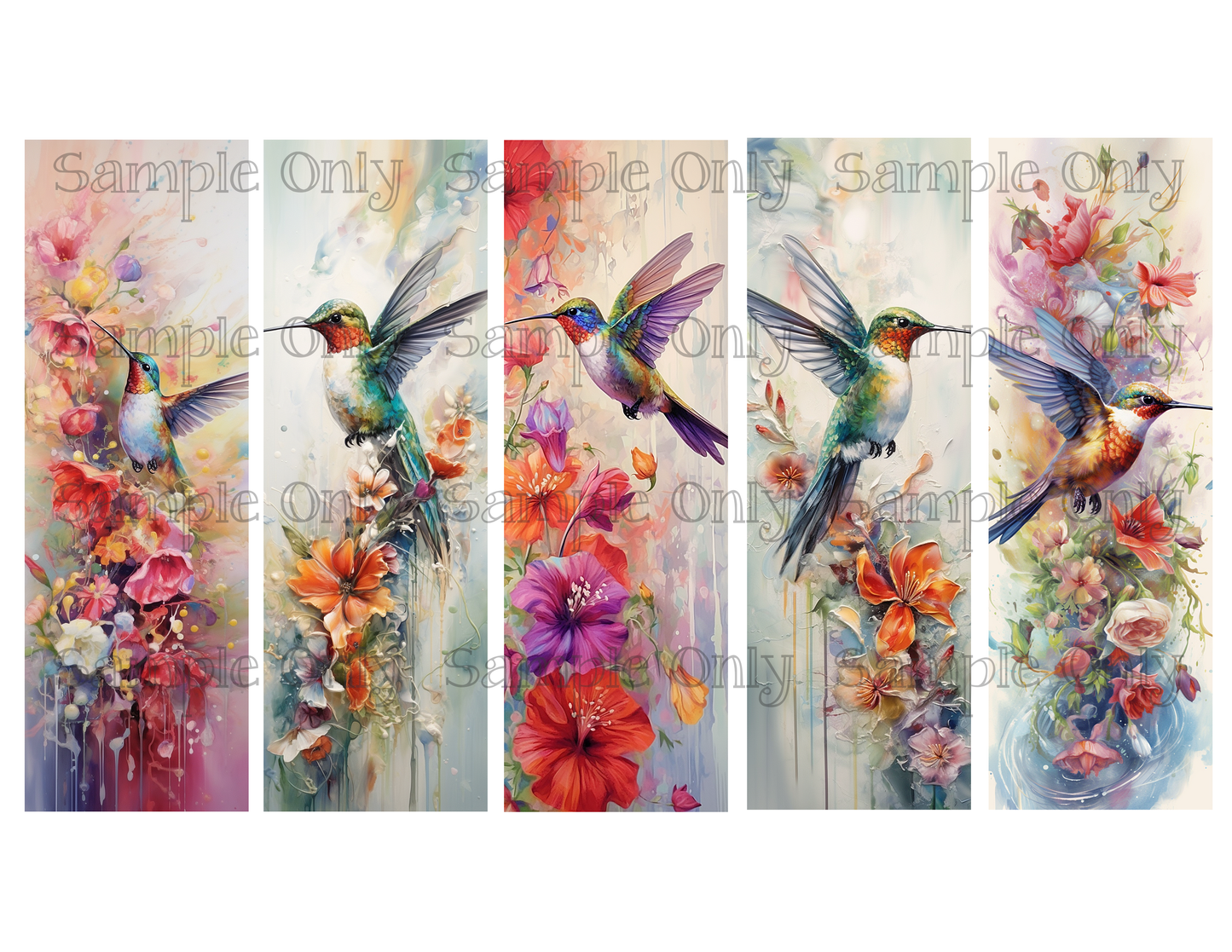 Hummingbird Bookmark Set 01 Printed Water Soluble Image Transfer Sheet For Polymer Clay