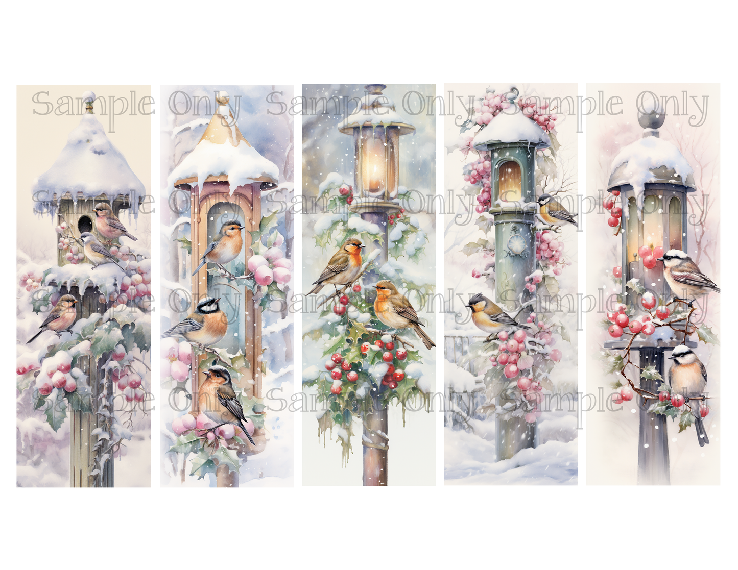 Snow Birds Bookmark Printed Water Soluble Image Transfer Sheet For Polymer Clay