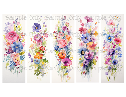 Vintage Colorful Flowers Bookmark Printed Water Soluble Image Transfer Sheet For Polymer Clay