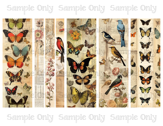 Birds and Butterflies Bookmark Set 02 Printed Water Soluble Image Transfer Sheet For Polymer Clay